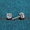 0.4ct-6ct D Color VVS1 Clarity Brilliant Round Cut Studs White Gold Plated Ear Jewelry Designer Earrings Moissanite