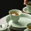 Tazze Piattini 2 Pz/lotto Fiori Creativi Tazza di Tè Cinese Canzone Porcellana Ceramica Antica Bella Tazza Da Tè Teaware A Di Verde Chiaro