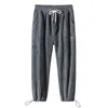 Calças masculinas sólido sweatpants casual cordão pés rendas até tornozelo moda streetwear baggy para masculino solto