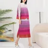 Sukienki robocze Judx miyake plisowane 2024 Spring Kolorowa spódnica drukowana Kobiety Dwuczęściowy moda luźna rękaw nietoperzy