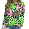 Hoodies femininos outono 3d selva chita impressão lazer hoodie leopardo manga longa em torno do pescoço rua moda solta topo