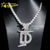 Pingente personalizado sier vvs moissanite gelado diamante hip hop jóias colar cubano carta pingentes