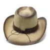 Vacation Straw Hat Mens Womens Western Cowboy Hats for Men Women Wide Brim Hat Summer Outdoor Beach Sun Protection Cap Jazz Caps Sunhat