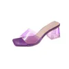 販売中のスリッパの女性靴2024高品質のPVCセクシーな夏の透明なかかとポンプ