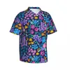 Camicie casual da uomo Camicia da vacanza con fiori luminosi Camicia da uomo hawaiana floreale vibrante Camicette eleganti Manica corta Abbigliamento da strada Abiti grafici