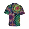 Herren-Freizeithemden, Hawaii-Hemd, Strand-Neon-Mandala-Blusen, bunter Blumendruck, klassische Herren-Kurzarm-Bequeme Oberteile