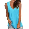 Blusas femininas verão regata elegante sem mangas topos casual esporte colete solto ajuste com decote em v camisetas na moda para streetwear