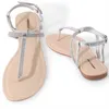 HBP Non-Brand Damen-Sandalen mit T-Riemen, modische flache Sandale mit Strasssteinen und Knöchel für Damen, Sommer, Kleid, lässige Frau, Flip-Flops