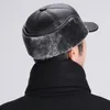 볼 캡 겨울 따뜻한 야구 모자 남성용 검은 가죽 모자 모자 스냅 백 여자 Casquette Bones Dad Gorras Earflaps Shicken