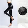 Calças femininas outono inverno grosso leggings quentes mulheres couro cintura alta push up veludo preto emagrecimento falso para