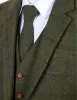 Suits Men's 3 peças serve para o Bussinessiness Notch Lapela Groomsmen Tuxedos xadrez de lã para atividades do partido Casamento (Blazer+Vest+Pant)
