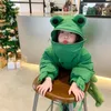 Down Coat Children's Winter Cotton Jacket Casual Thicked Long Cartoon Frog Girls Clothing Baby Hooded Kids Clothes Tz988