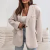 Women's Suits Autumn Spring Long Sleeve Jackets Fashion Fleece Warm Solid Blazer Coat 2024 Women Elegant Single Breasted Commuter Outwear