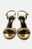 Sandals 2024 Sexy Metal Stiletto Gladiator Ankle Gold Designer Luxury Formal Dress Shoes High Heels