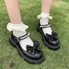 Chaussures décontractées rétro Style britannique printemps et été femme Mary Jane plat perle fée mot avec fond épais