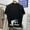 ルーズブラックティーメンズ女性2024SS Tシャツビンテージプリントトップ半袖Tシャツ