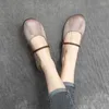 Casual Shoes Fashion Mary Jane för kvinnor Hook Loop Ballet Flats Woman Dancing Autumn Loafers Ladies äkta läder