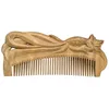 Green Sandalwood Craft Comb Natural Wood Hand-Carved Hair Fox Valentines Gift Massage Combs Vintage Hair Brush Styling Tools 240314