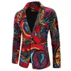 Costumes pour hommes élégant hommes costume manteau mode imprimé un bouton tempérament motif coloré revers Blazer coupe mince blazers occasionnels