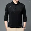 Men's Polos Spring Fashion Printed Polo Neck Long Sleeved T-shirt Autumn Business Casual Loose Versatile Comfortable Bottom Shirt