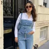 Üstler 2023 Bazaleas Mağazası Trafı Sırtsız Camis Mujer Tank Top TRF ön Bejeweled Düğmesi Denim Mahsul Üstü Resmi Kadın Giysileri