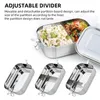 Dinnerware 2 Grids Stainless Steel Lunch Box Container Children Bento Top Grade Snack Storage Compartment Kitchenware