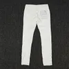 PURPLE BRAND Jean taille basse pour homme, coupe ajustée, élastique, classique, style ancien, perforé, en coton blanc