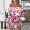 Casual jurken zomer bloemen voor dames vintage strand sexy off-shoulder tuniek overgooiers losse fit klok mouw jurk