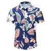 Men's Casual Shirts Hawaiian For Men 3d Grass Print Street Designer Short Sleeved Oversized Shirt High-Quality Clothing Beach Party Top