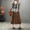 QPFJQD Vintage Peint Réservoirs Femmes Sans Manches D'été Lin T-shirt Luxueux Encre Paysage Modèle Dames Impression Gilet Hauts