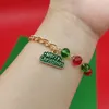 Strand 1 st år chirstmas charm armband xmas gåva kristallpärlor kedja hänge legering snöflinga Santa snögubbe