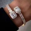 Yu ying pass teste de diamante gra baguettes moissanite 12mm de largura pulseira de ligação cubana de prata sólida para joias de hip hop