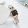 Relógios de pulso de aço inoxidável pulseira relógio feminino moda minimalista temperamento relógios pequeno quadrado quartzo relógio de pulso relojes para mujer