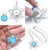 Pendentif colliers Snap bijoux coloré plaqué métal arbre fleur 18mm bouton pendentifs collier pour femmes boutons pression