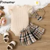 Платья Prowow 018M, комплект одежды для маленьких девочек, летний комбинезон с рисунком медведя и вышивкой для малышей + клетчатые юбки, одежда для новорожденных, костюм для девочек
