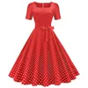 Casual Dresses Plaid Print Summer For Women 2024 Robe Pinup Vintage 50s 60s Short Sleeve Rockabilly Party Office Dress Vestidos