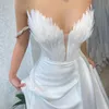 Белое платье с перьями ангела, роскошный дизайн, женское элегантное длинное платье с открытыми плечами на Хэллоуин, Рождественскую вечеринку, вечернюю свадьбу 240315