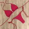 Damenbadebekleidung Sommer Sexy Einfarbig Bikini Sets Frauen Krawatte Seite G-String Tanga Badeanzug Weibliche Verband Badeanzug