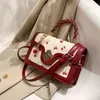 Sacos de ombro elegante saco bonito cereja impressão estilo coreano bolsa de couro do plutônio casual designer de moda luxo primavera crossbody