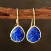 Boucles d'oreilles pendantes plaqué or goutte d'eau Lapis Luzuli Amazonite Rhodonite pierre crochet Biju bijoux