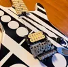 Eddie Van Halen déchaîne la guitare CIRCLES See Ya Later Bye Black White Crop Guitares électriques ironiques Pont Floyd Rose, Coli Tap on Tone Knos Push