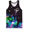 Hot Selling Digital Printed Starry Sky Universe Mens Round Neck Vest Sports Fitness Suit