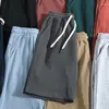 Herren-Shorts, Sommer, trendiges Chenille-Grün, einfarbig, lässig, locker, gerade, geteilt, Strandhose