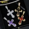 Toppkvalitet mode Hip Hop Moissanite Pendant Sterling Sier Charms Purple Ruby Cz Diamond Cross