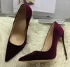 Dress Shoes Purple Royal Blue Velvet High Heel Sexy Pointed Toe Pumps Woman Party Heels Super Stiletto Wedding