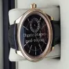 Orologi in cristallo da uomo in oro rosa automatico 2813 Orologio da uomo Cellini 50525 in pelle 50515 Display con fasi lunari Crystal Date Moon Blac255b