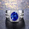 Astuyo Vintage Style Blue Stone Zircon Adjustab Mens Womens Ring Punk Rings for Wedding Party Hip Hop Jewelry Accessories 240313