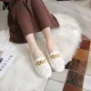 Botlar Kuzu Kürk Düz Ayakkabı Kadın Metal Zincirleri Kış Kaçak Ayakkabı Antislip Rahat Peluş Mokasinler Kadın Pamuk Daireler Ayakkabı Büyük Boyut