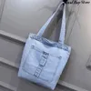 Borsa da donna Borse jeans di grande capacità Moda Denim Shopping Vacanza Borse casual blu Borse semplici Borse eleganti di grandi dimensioni