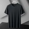 Camiseta modal de manga curta para homens, slim fit, verão, novo gelo, seda, cor sólida, fina, secagem rápida, inferior, cnqk